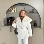 Pena Kürk Yaka Detaylı Mont DŞ100285 -Beyaz