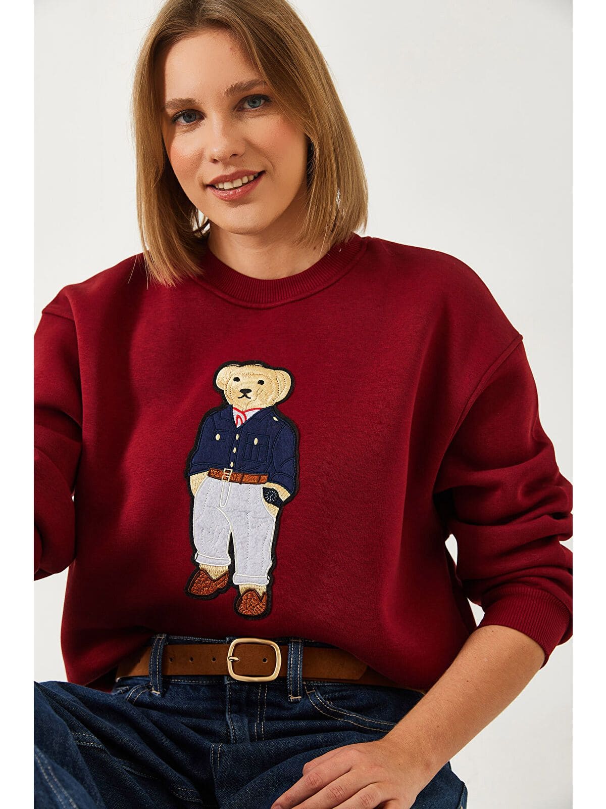 Moniy Ayıcık Detay Sweat SWT100448 - Bordo - Görsel 2