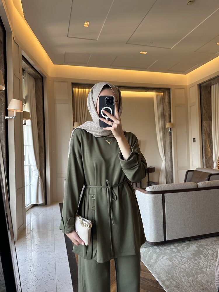 Premium Bağlamalı İkili Takım TK100240 - Haki - Görsel 2