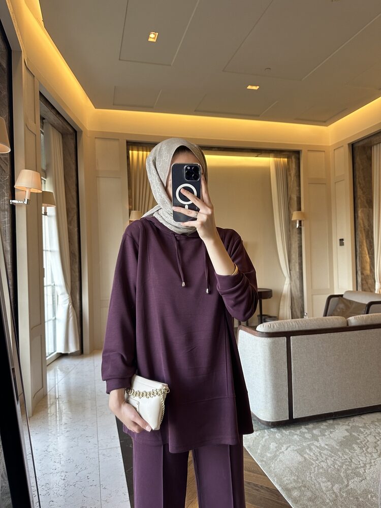 Premium Oysho Edoril İkili Takım TK100255 -Mürdüm - Görsel 2