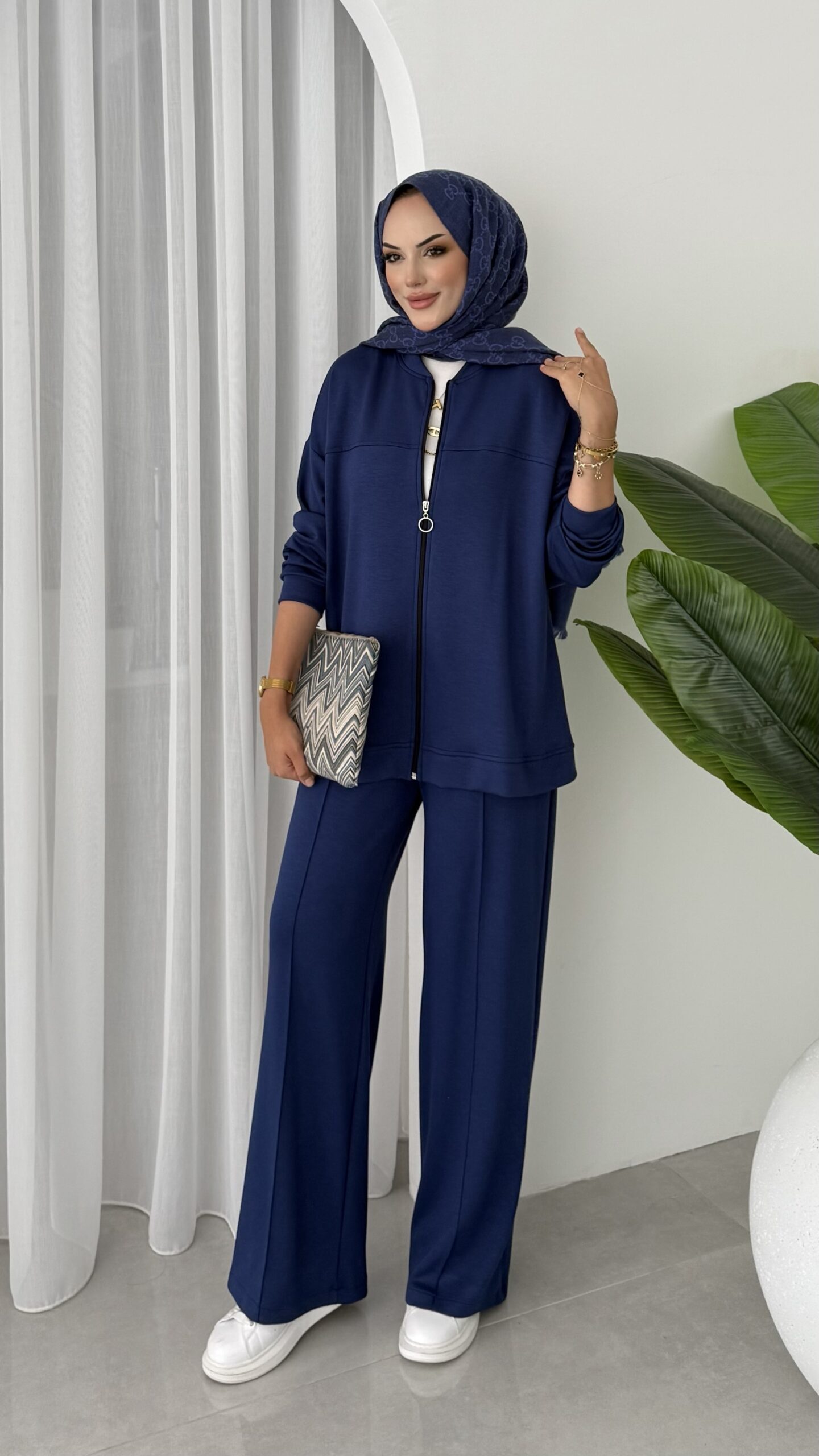 Premium Fermuarlı Basic İkili Takım TK2962  - Lacivert - Görsel 4