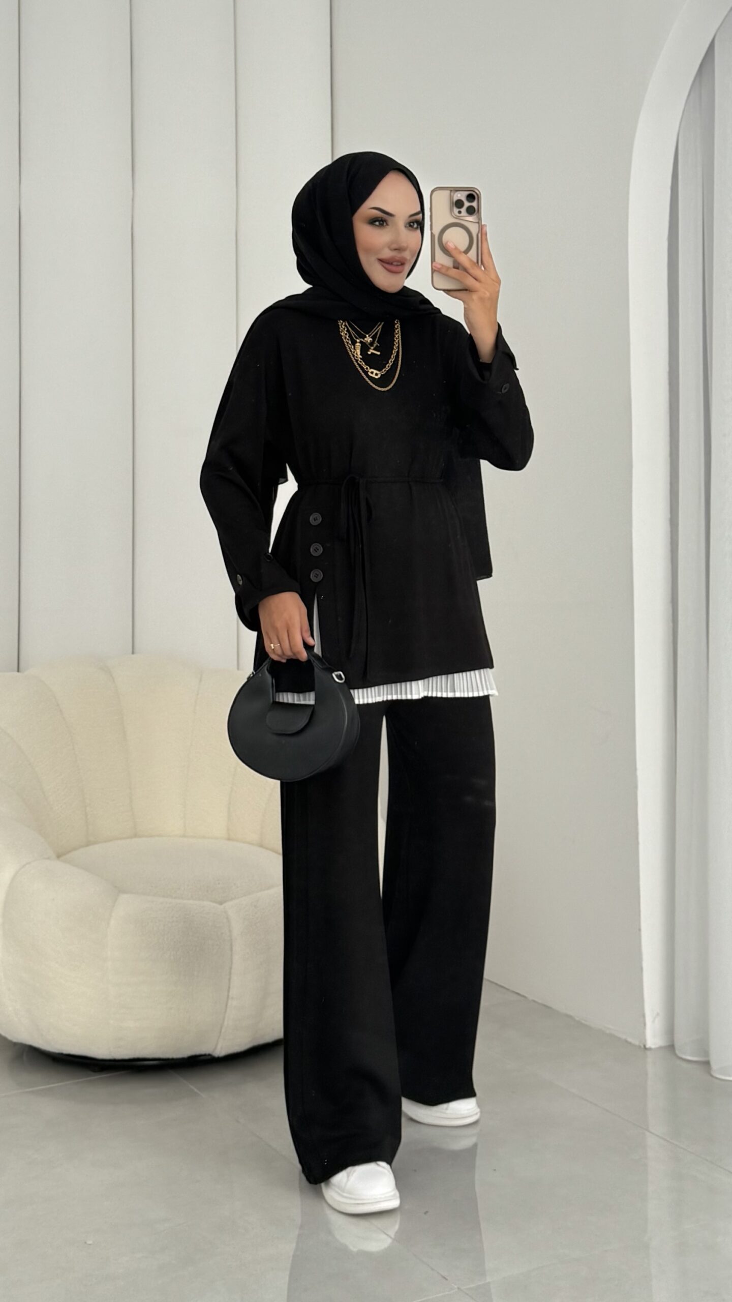 Premium Oysho Düğmeli  İkili Takım TK2968  - Siyah - Görsel 4