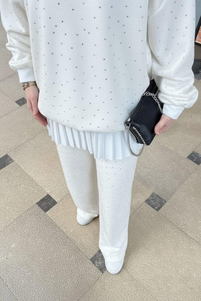 Taşlı Oysho İkili Takım TK100291 - Beyaz