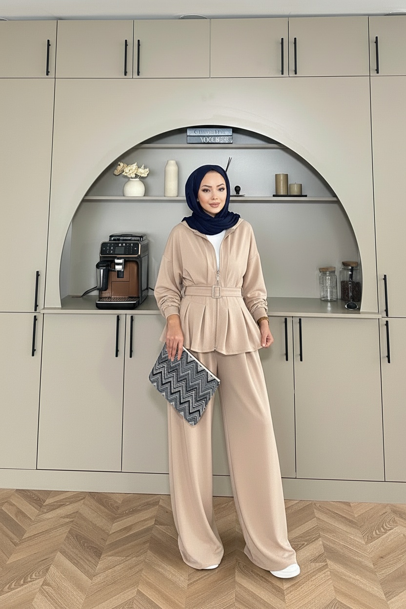 Premium Oysho Elina İkili Takım TK100246 - Taş - Görsel 4