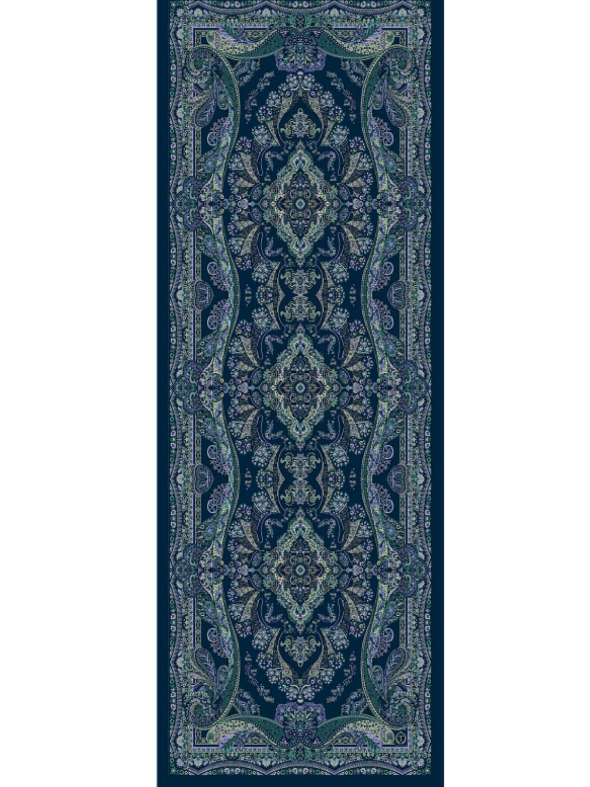 Ravza Desen Şal 469-019 - V-12  - Çini Mavi - Görsel 4