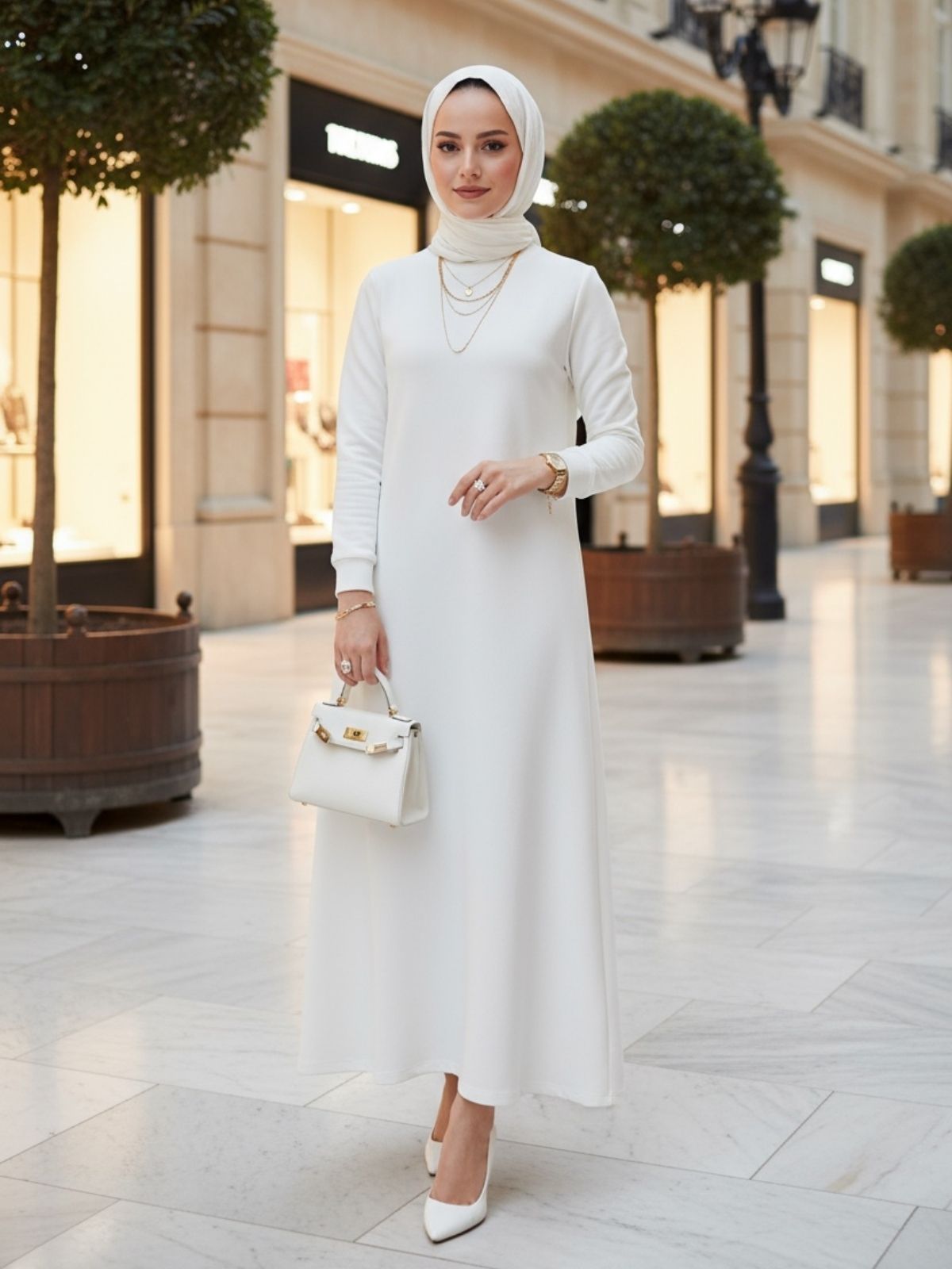 Samyella Trend Scuba Elbise ELB100453  – Beyaz