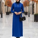 Monella Trend Kuşgözlü Elbise ELB100455  – Saks Mavi