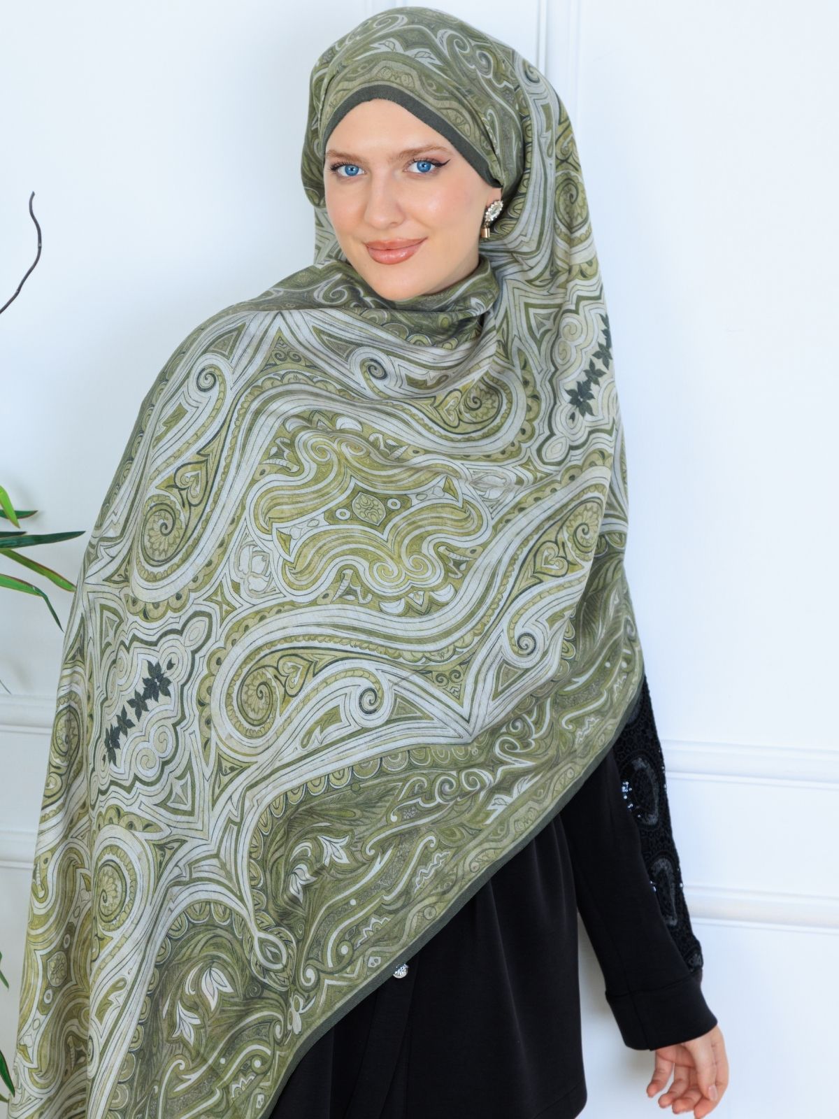 Mirşah Desen Şal  469-021 - V-16 - Koyu Yeşil