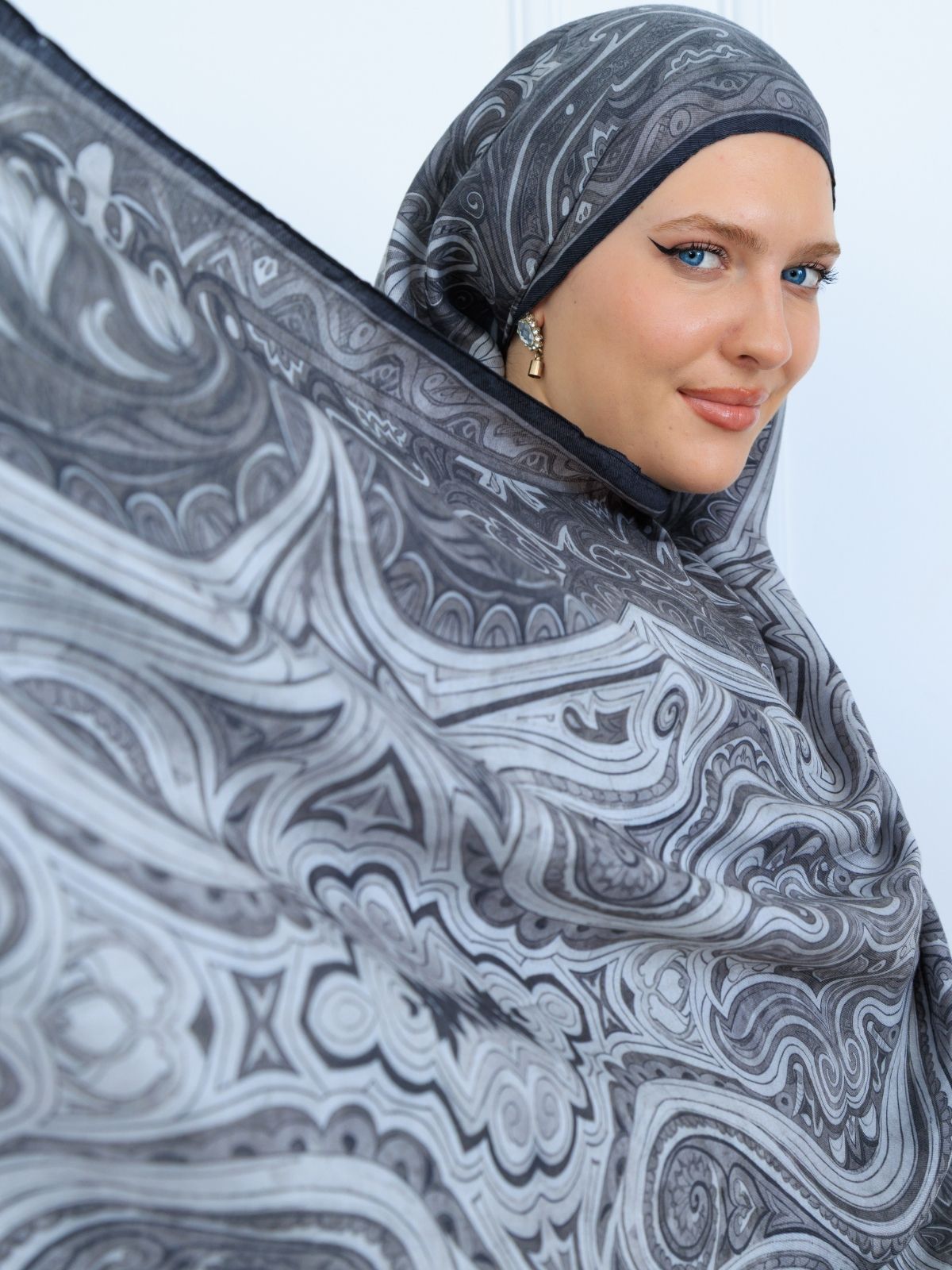 Mirşah Desen Şal  469-021 - V-11 - Antrasit - Görsel 3