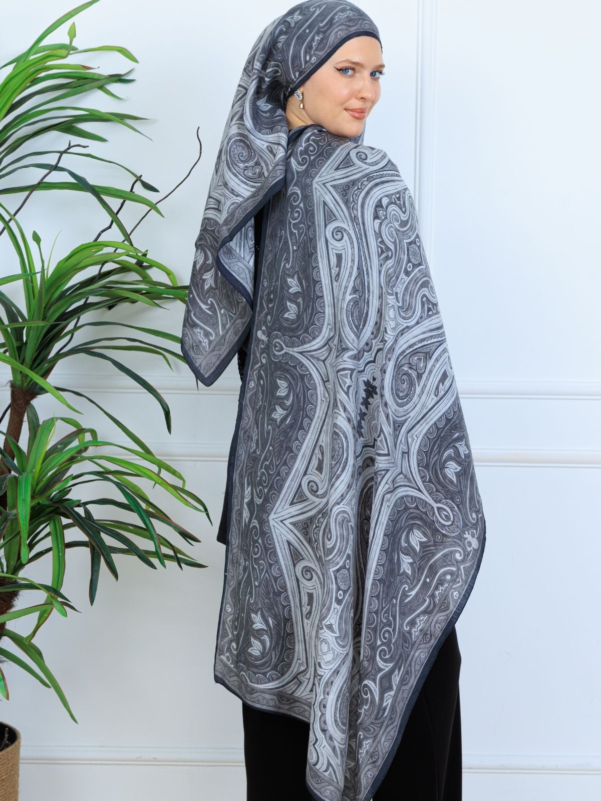 Mirşah Desen Şal  469-021 - V-11 - Antrasit - Görsel 5