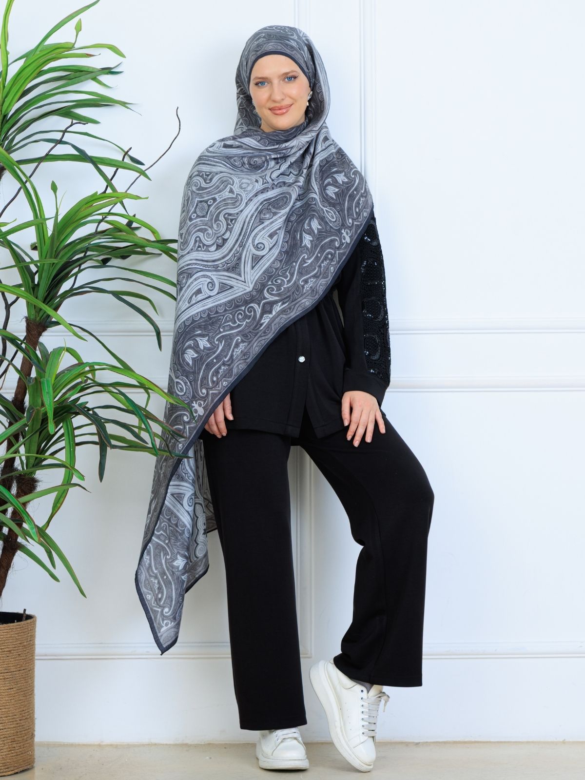 Mirşah Desen Şal  469-021 - V-11 - Antrasit