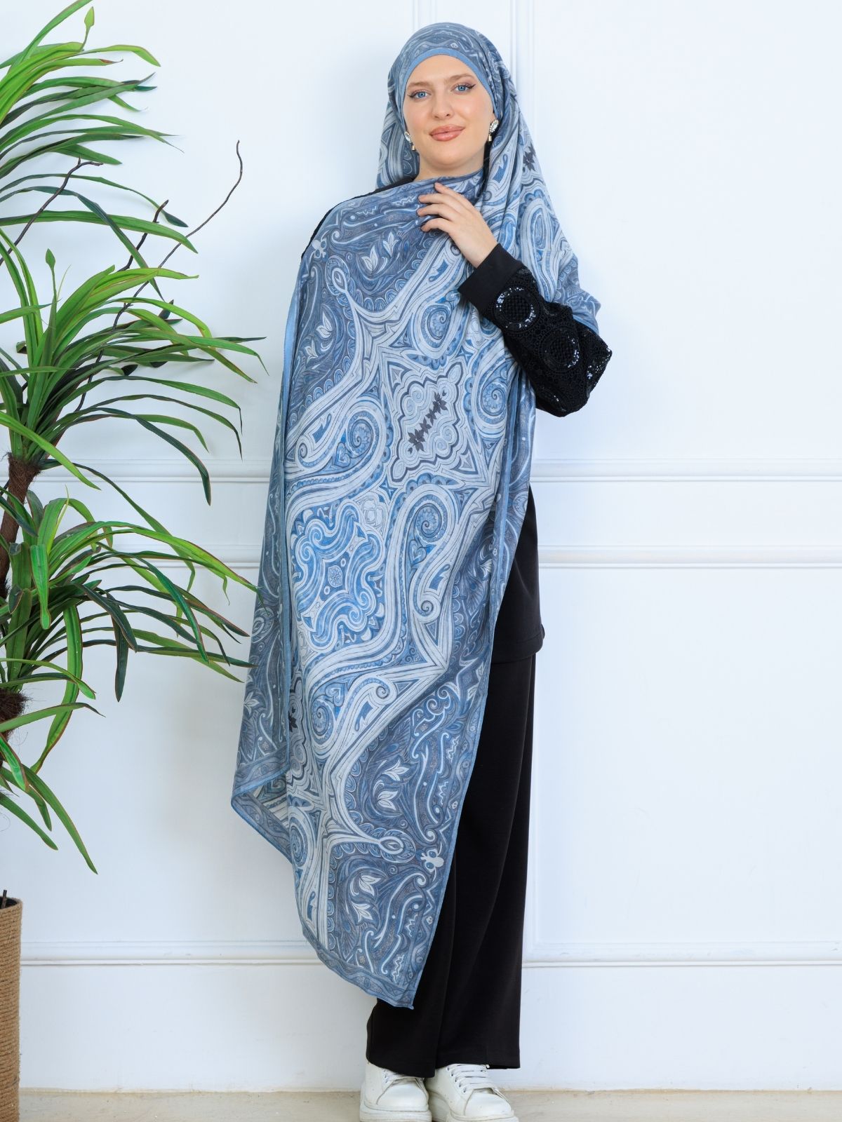 Mirşah Desen Şal 469-021 - V-5  - Buz Mavi - Görsel 2