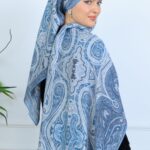 Mirşah Desen Şal 469-021 - V-5  - Buz Mavi