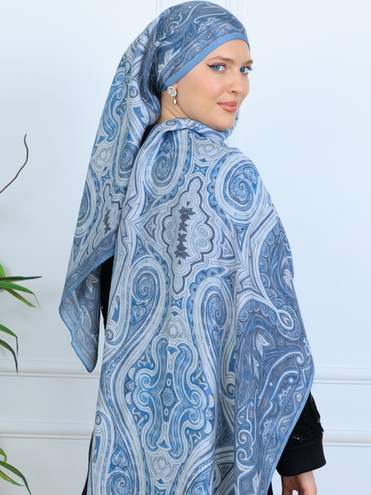 Mirşah Desen Şal 469-021 - V-5  - Buz Mavi