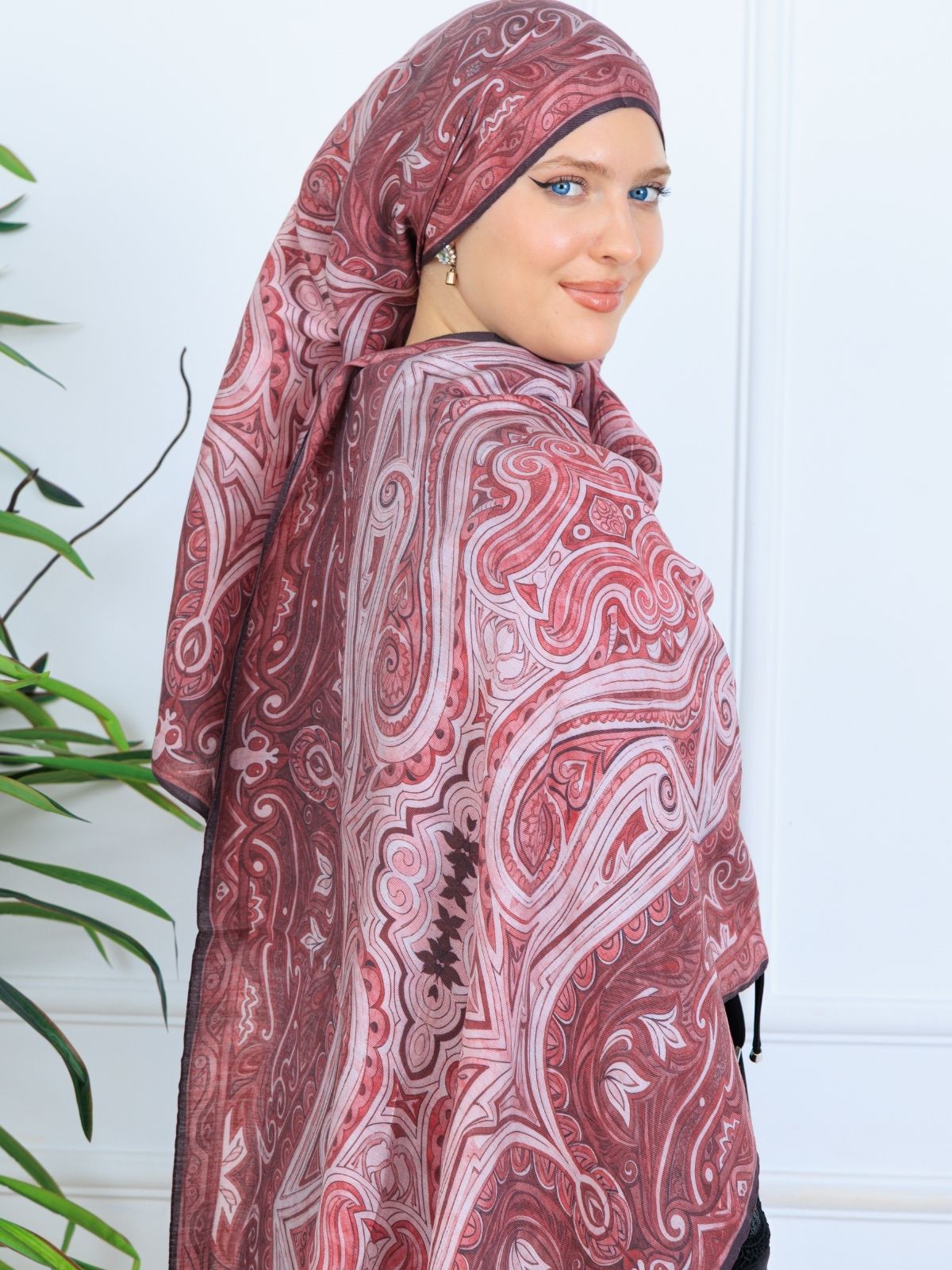 Mirşah Desen Şal  469-021 - V-3 - Vişne Çürüğü