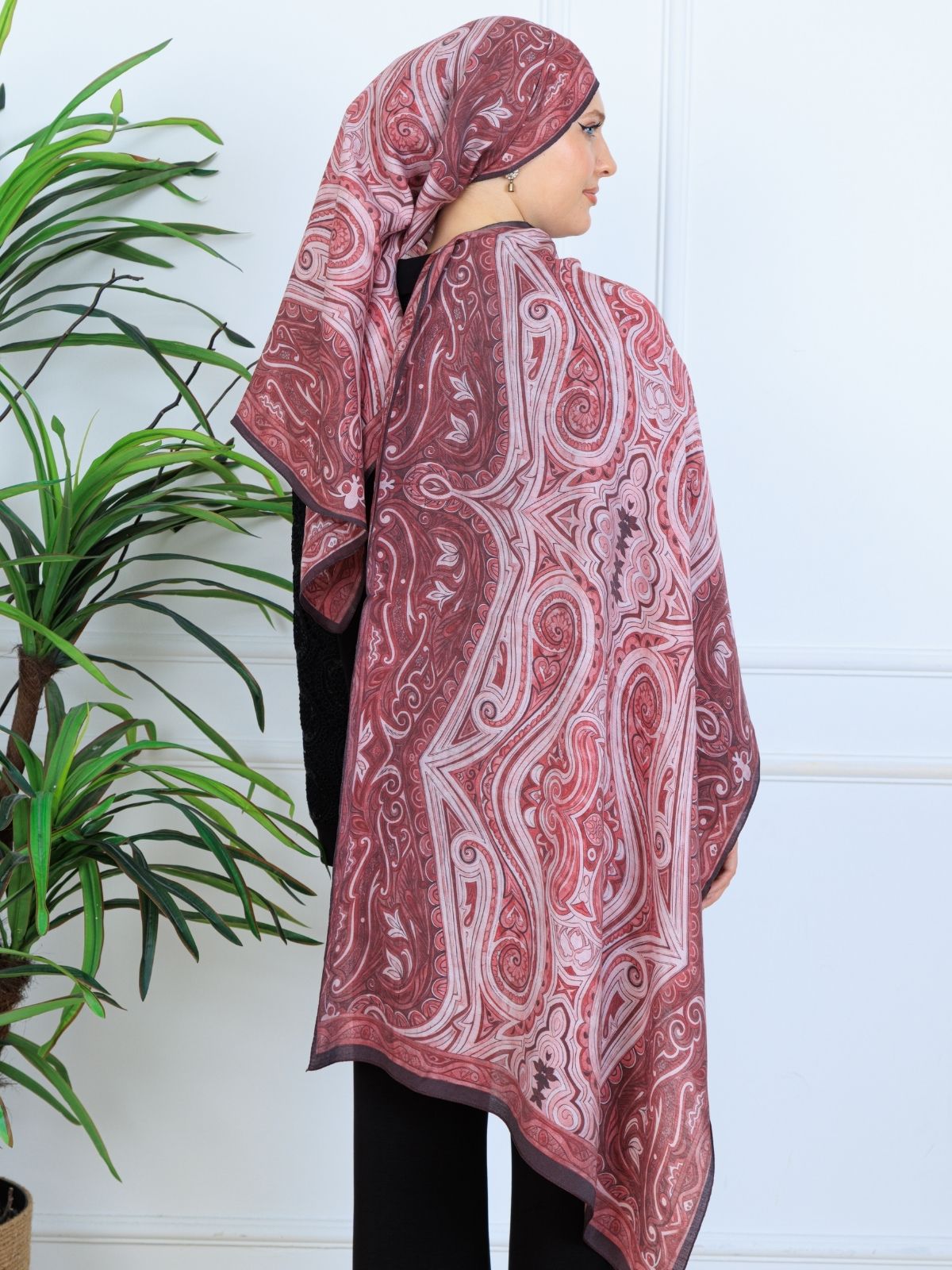 Mirşah Desen Şal  469-021 - V-3 - Vişne Çürüğü - Görsel 2