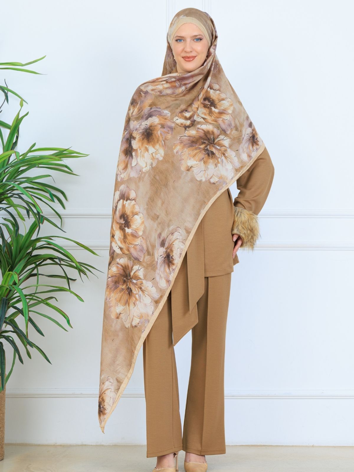 Zemheri Desen Şal  469-023 - V-12 -  Vanilya Pembe - Görsel 5