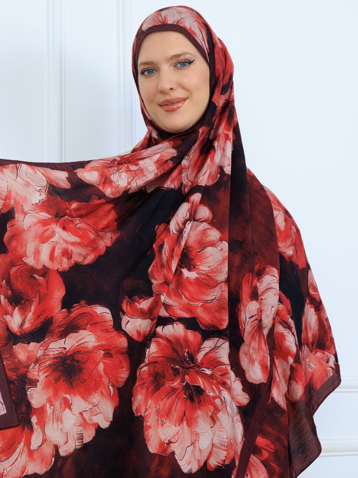 Zemheri Desen Şal  469-023 - V-15 -  Bordo - Görsel 3