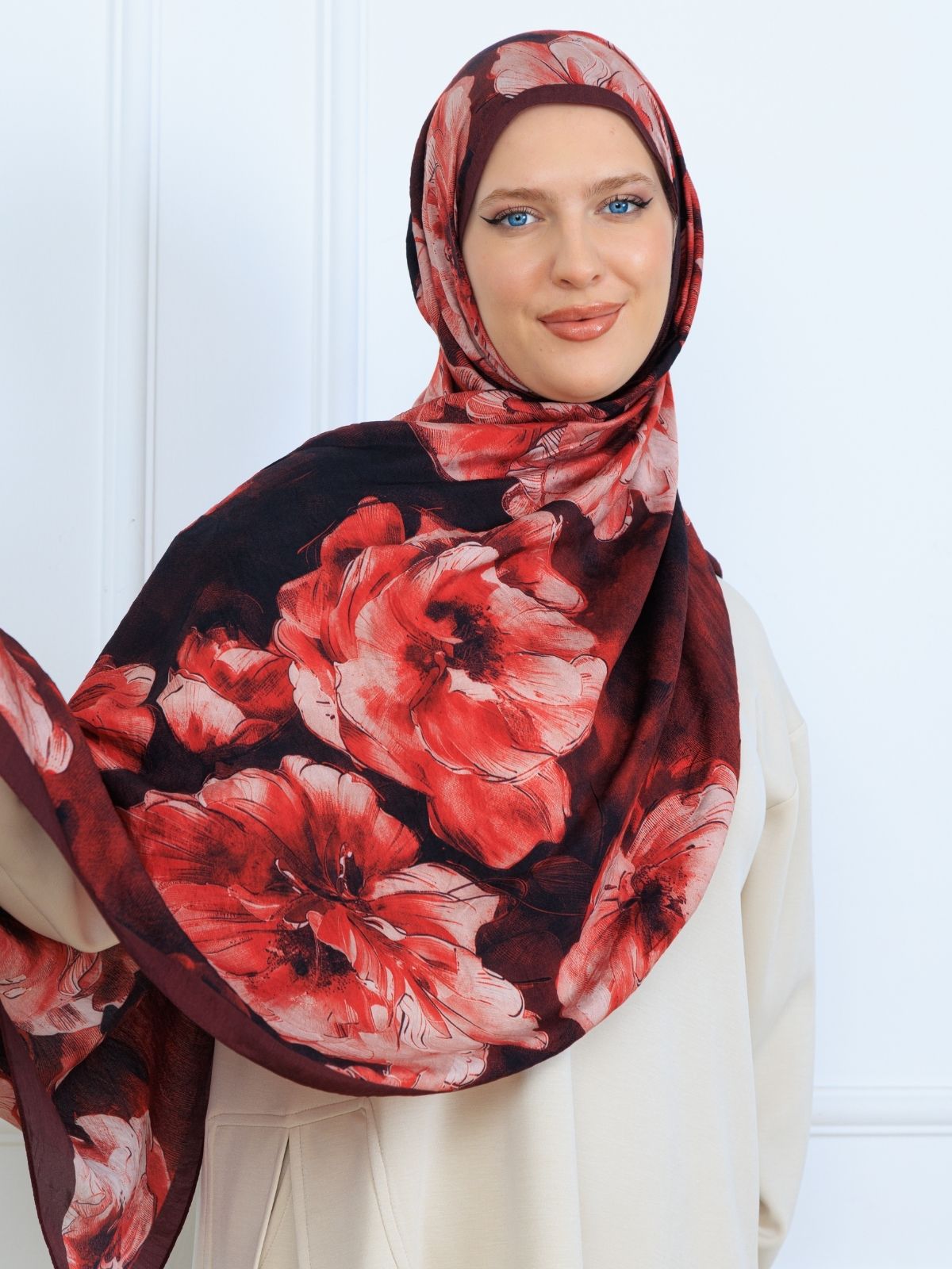 Zemheri Desen Şal  469-023 - V-15 -  Bordo - Görsel 2