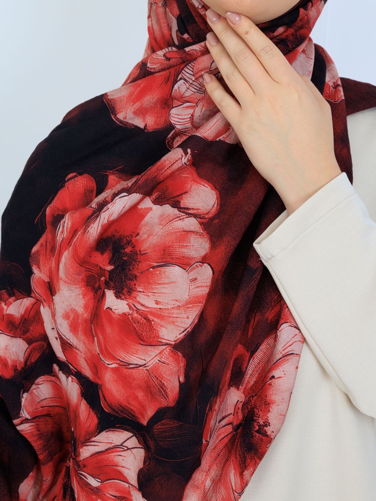 Zemheri Desen Şal  469-023 - V-15 -  Bordo - Görsel 4