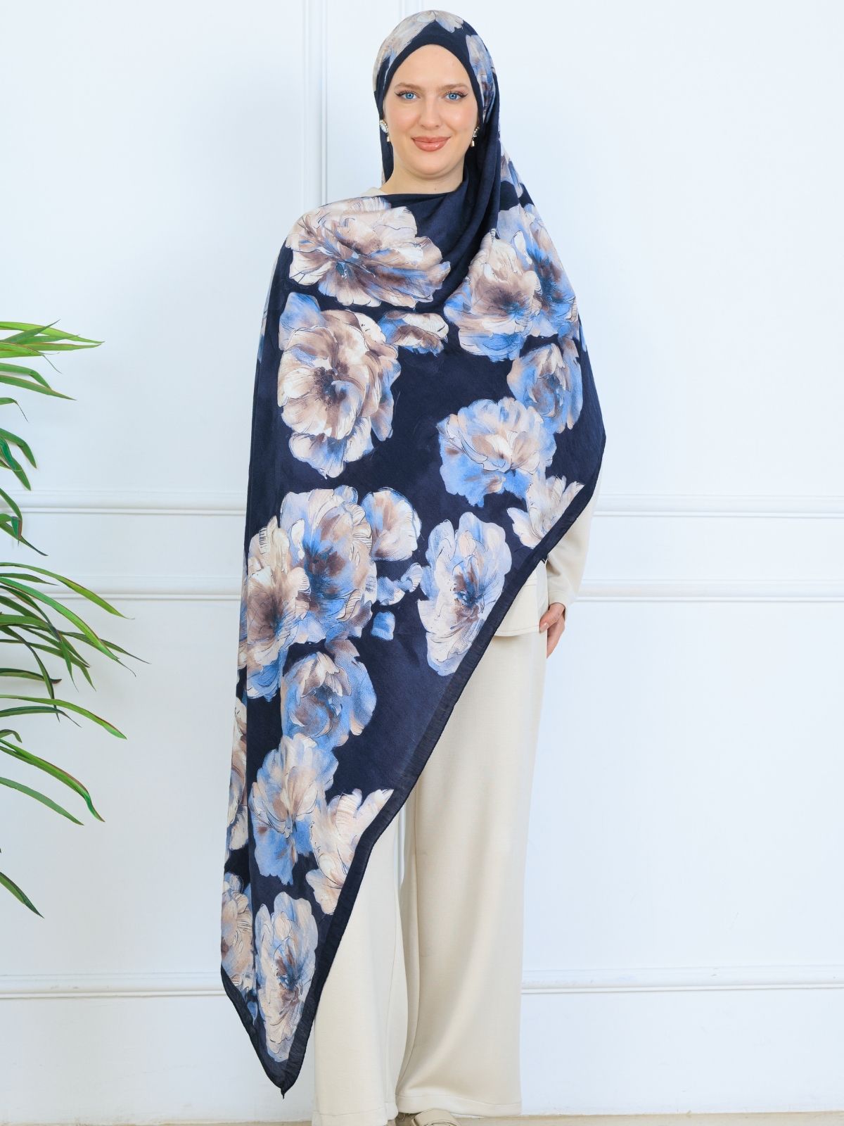 Zemheri Desen Şal  469-023 - V-19 -  Okyanus Mavi - Görsel 2