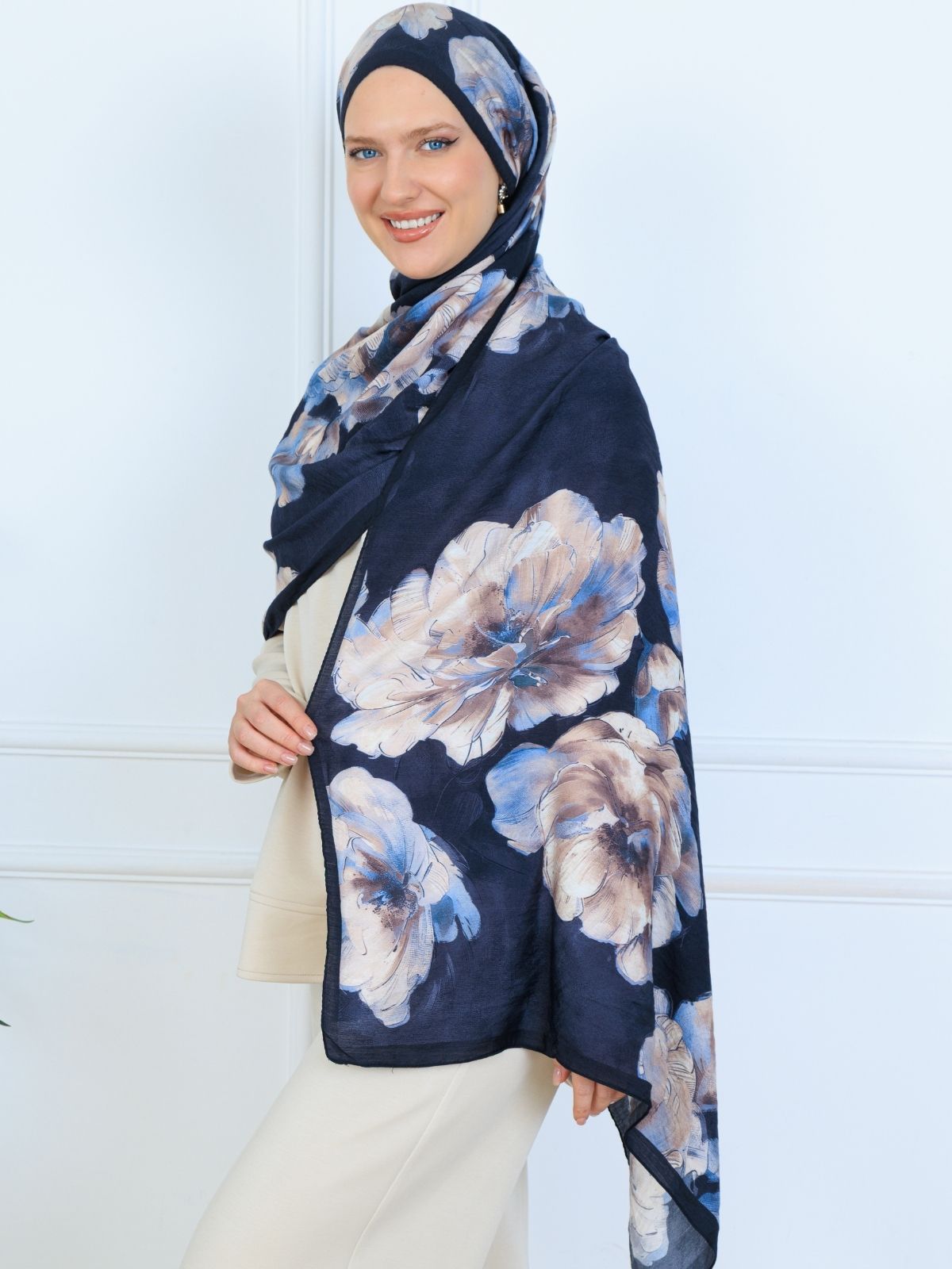 Zemheri Desen Şal  469-023 - V-19 -  Okyanus Mavi - Görsel 4