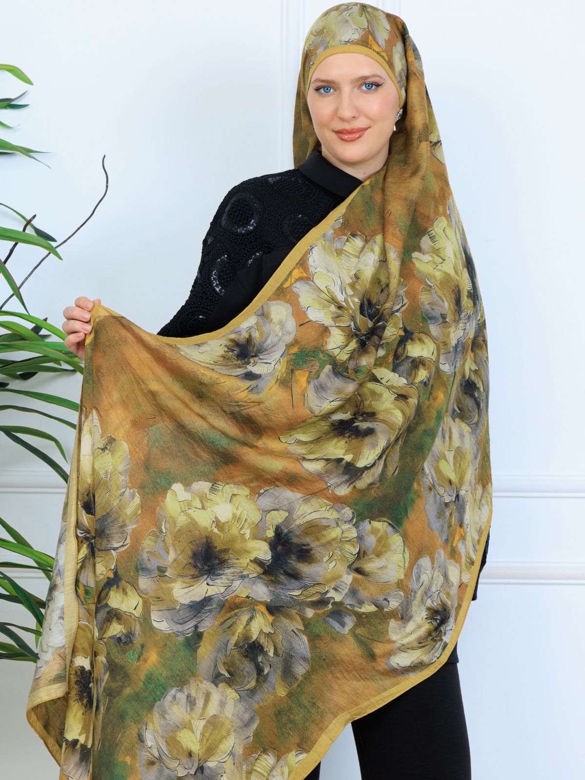 Zemheri Desen Şal 469-023 - V-9 - Yağ Yeşili