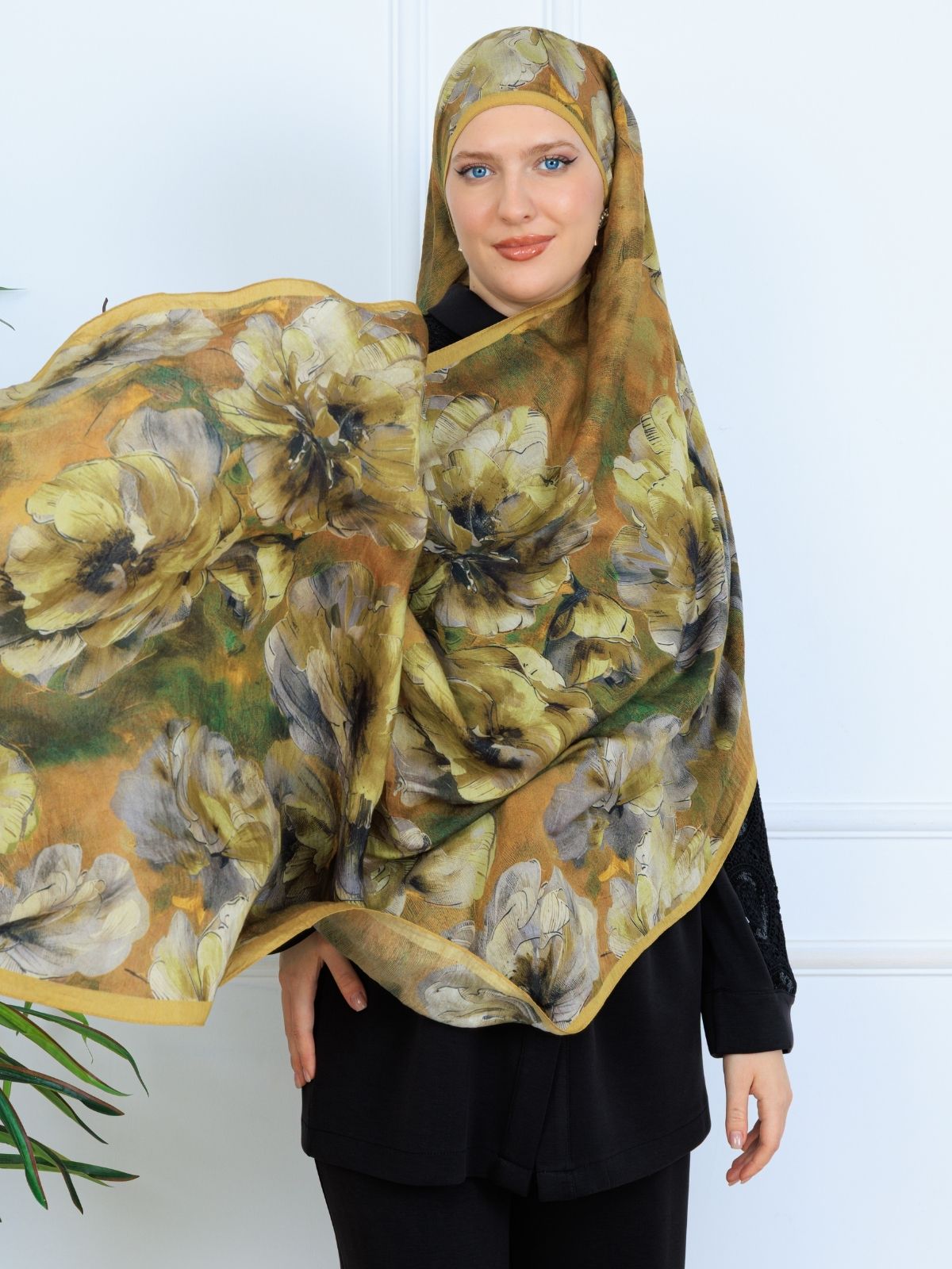 Zemheri Desen Şal 469-023 - V-9 - Yağ Yeşili - Görsel 3