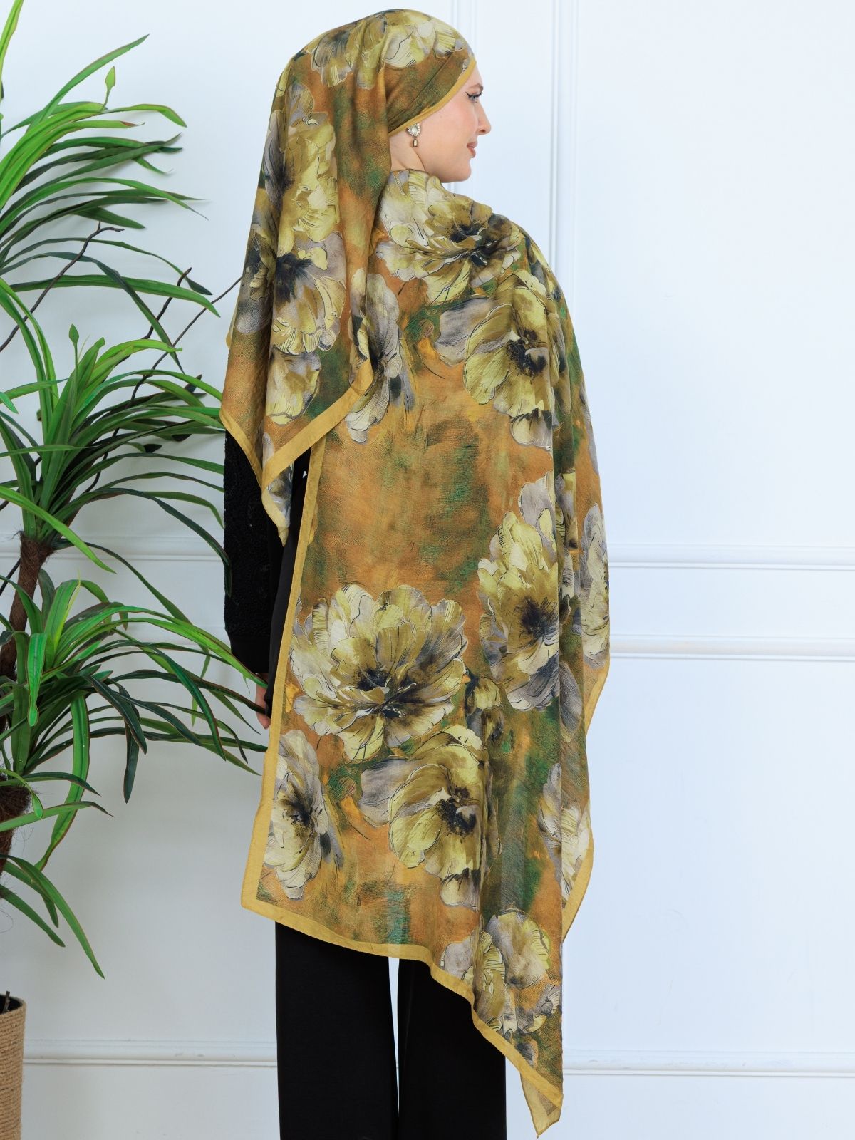 Zemheri Desen Şal 469-023 - V-9 - Yağ Yeşili - Görsel 5