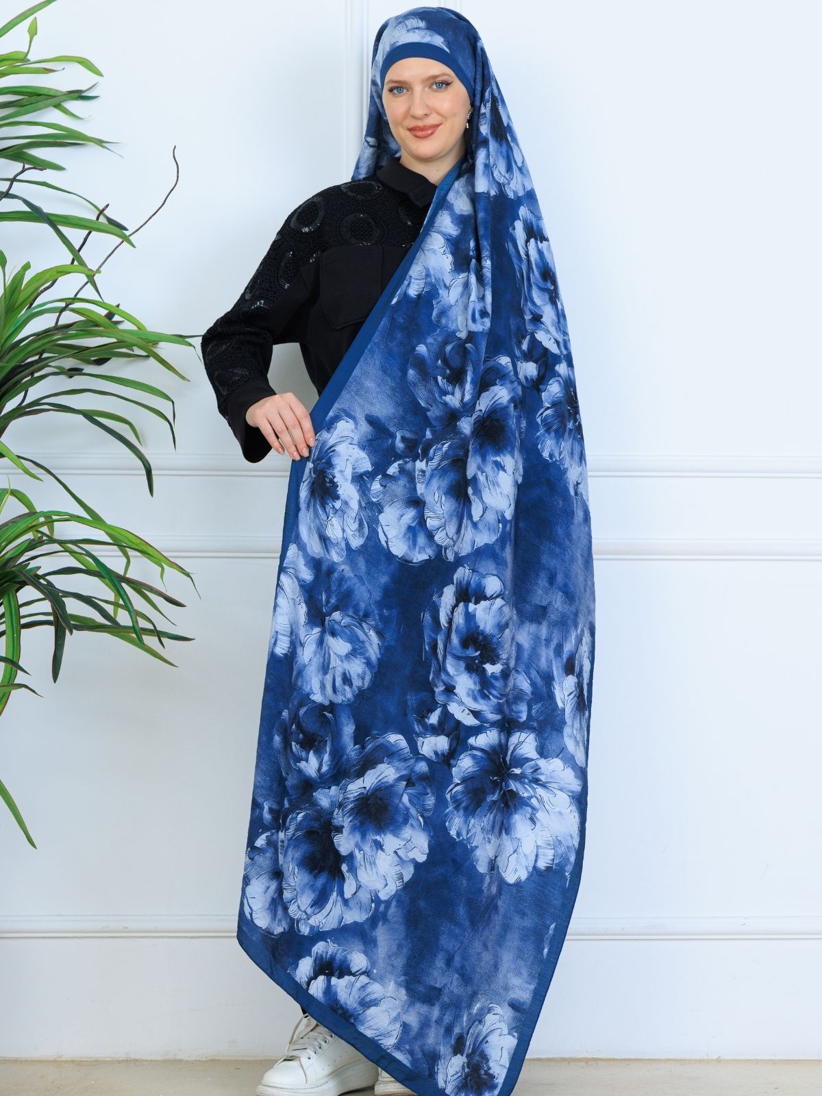 Zemheri Desen Şal 469-023 - V-17 -  Gök Mavi - Görsel 2