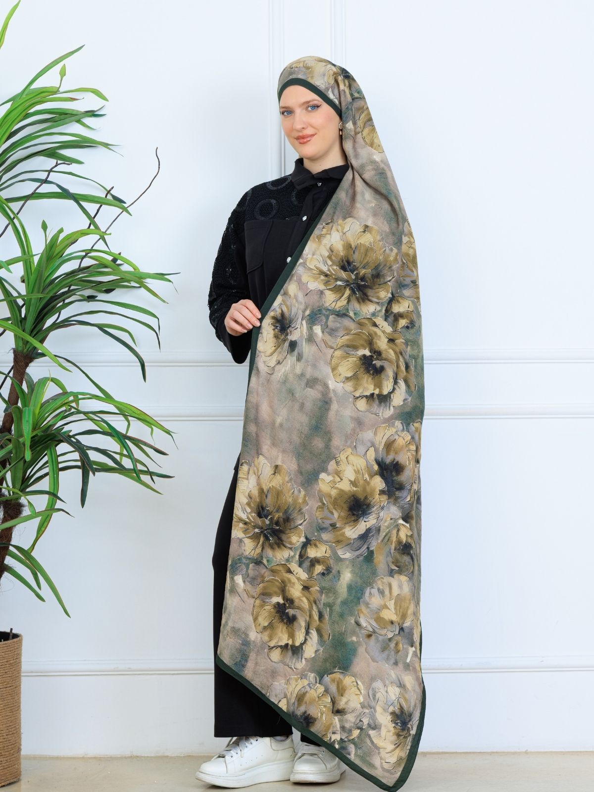 Zemheri Desen Şal  469-023 - V-11 -  Koyu Yeşil - Görsel 3