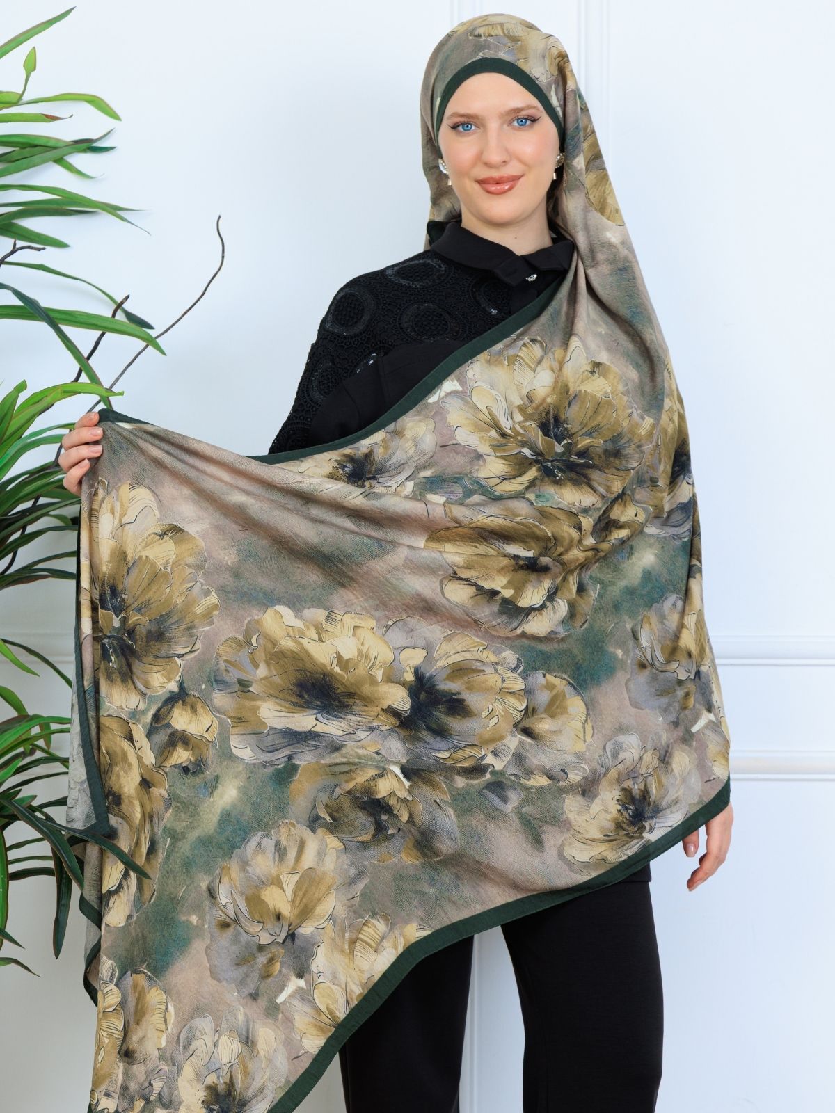 Zemheri Desen Şal  469-023 - V-11 -  Koyu Yeşil - Görsel 4