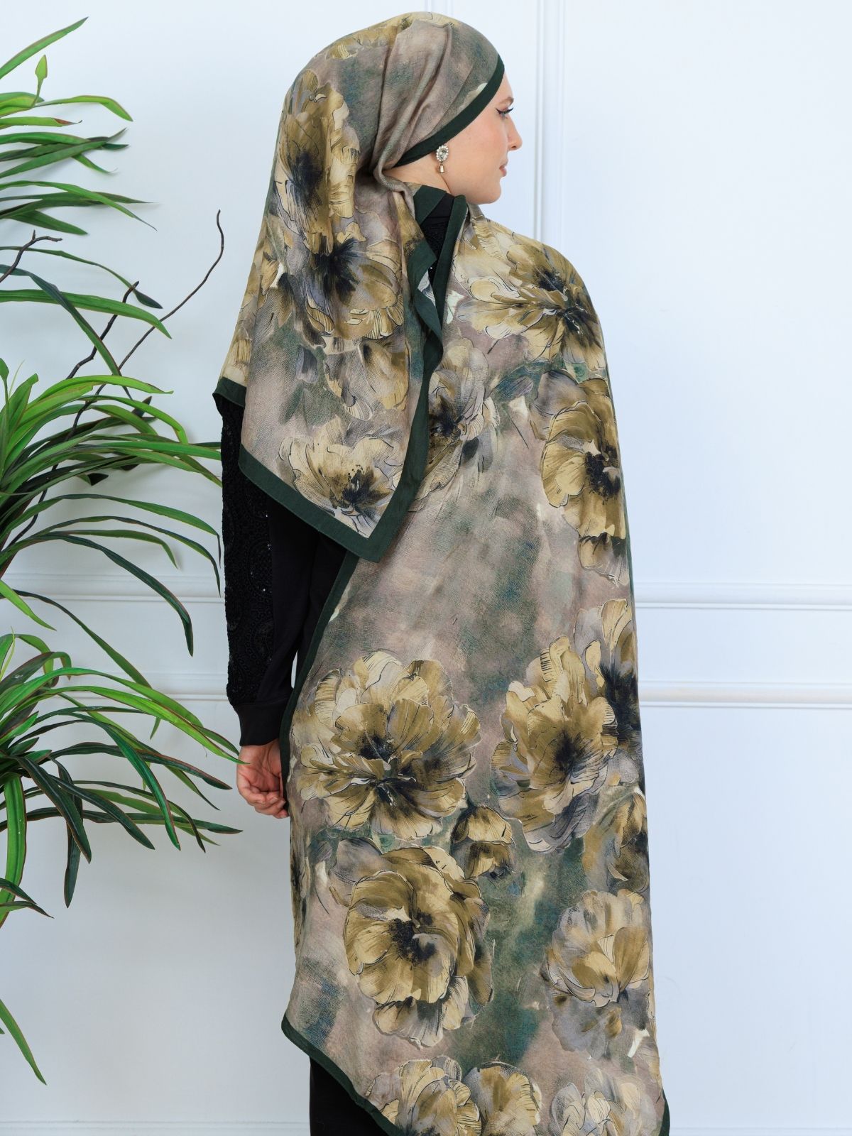 Zemheri Desen Şal  469-023 - V-11 -  Koyu Yeşil - Görsel 5