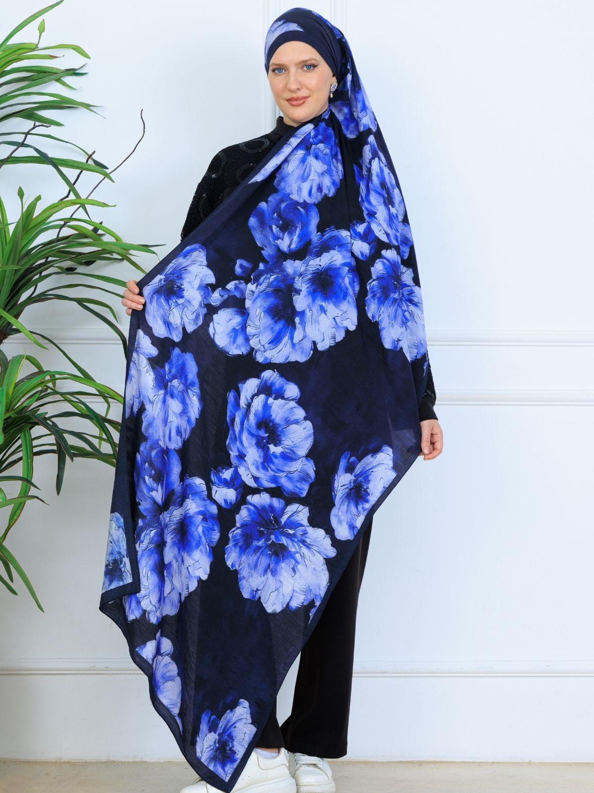 Zemheri Desen Şal 469-023 - V-16 - Derin Mavi - Görsel 3