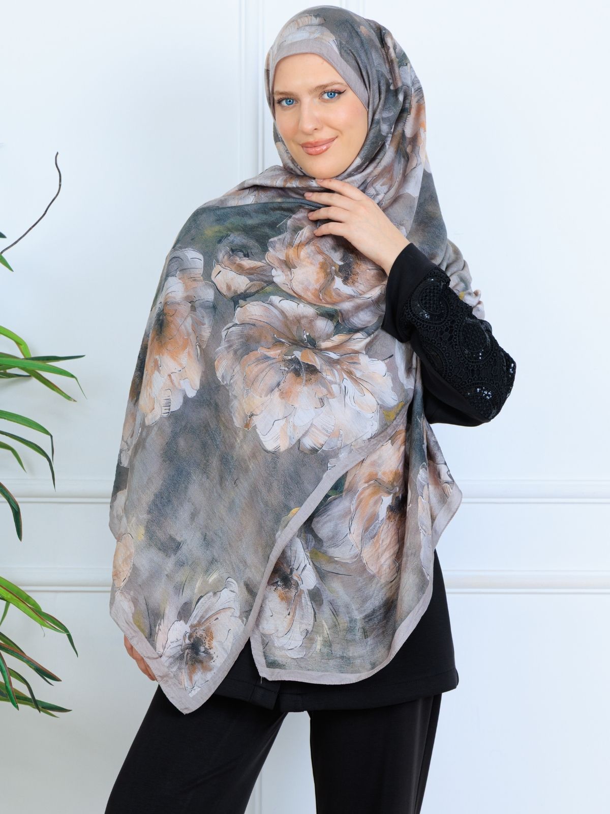 Zemheri Desen Şal  469-023 - V-4 -  Dumanlı Gri - Görsel 2