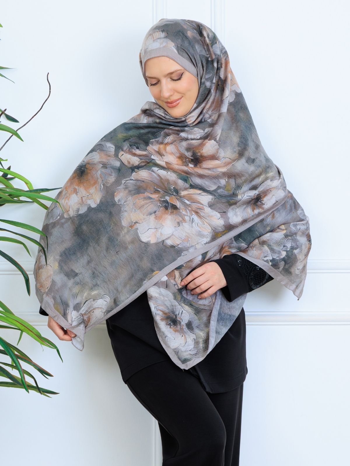 Zemheri Desen Şal  469-023 - V-4 -  Dumanlı Gri - Görsel 3