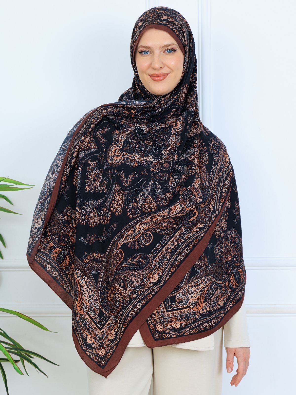 Ravza Desen Şal  469-019 - V-2 - Karamel