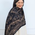Ravza Desen Şal  469-019 - V-1- Altın Siyah