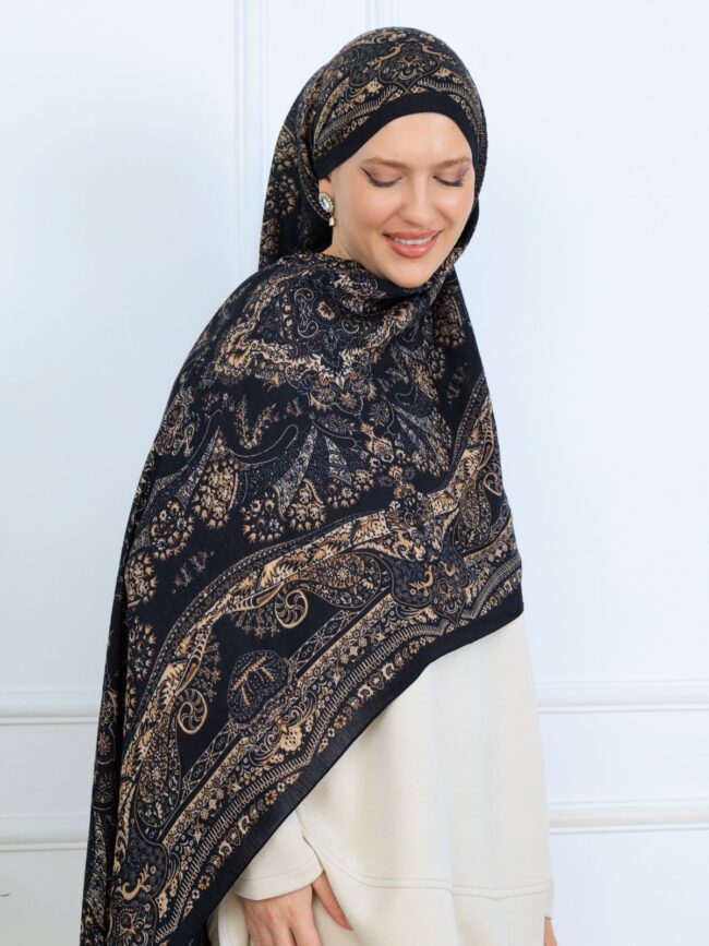 Ravza Desen Şal 469-019 - V-1- Altın Siyah