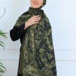Ravza Desen Şal  469-019 - V-11 - Yağ Yeşili