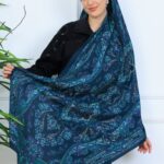 Ravza Desen Şal 469-019 - V-12  - Çini Mavi