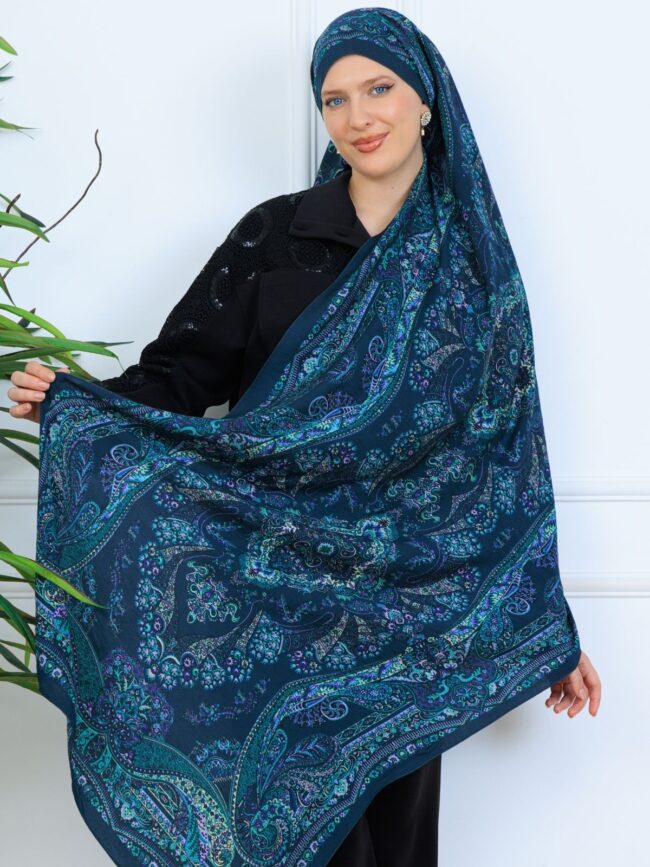 Ravza Desen Şal 469-019 - V-12 - Çini Mavi