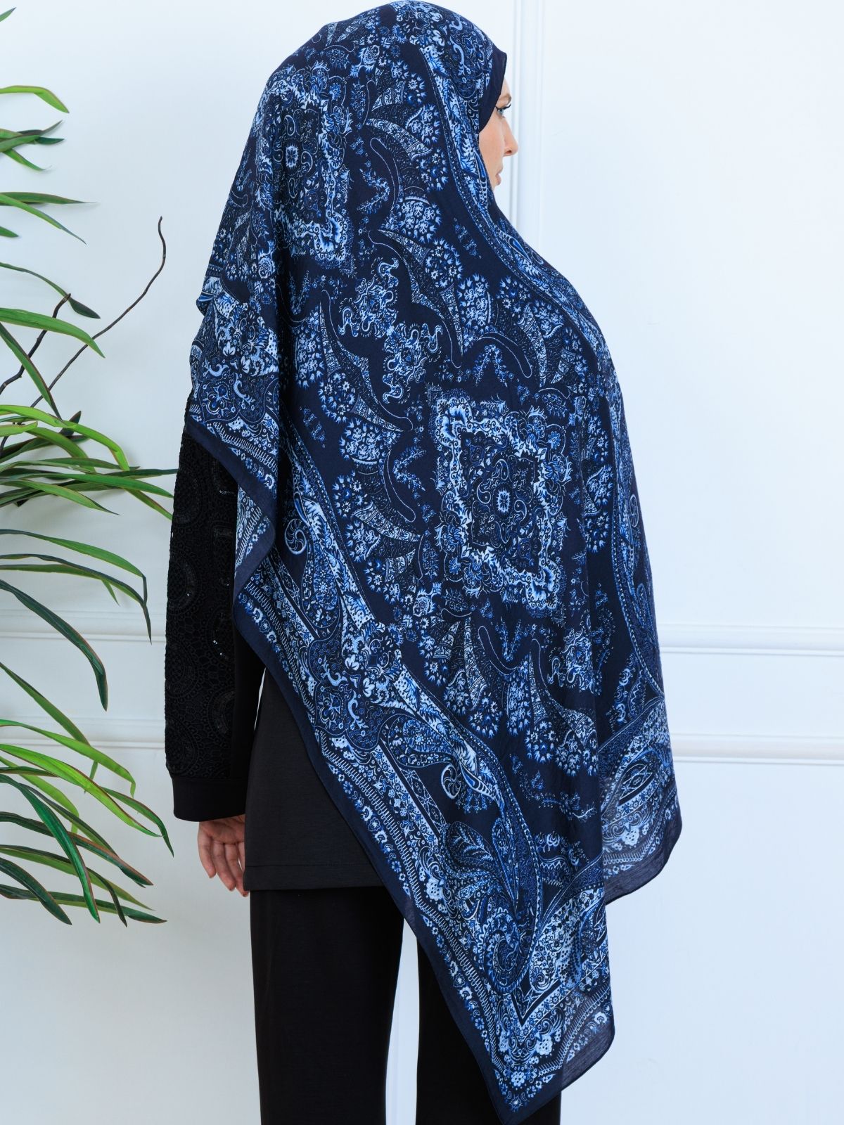 Ravza Desen Şal  469-019 - V-3 - Okyanus Mavi - Görsel 3