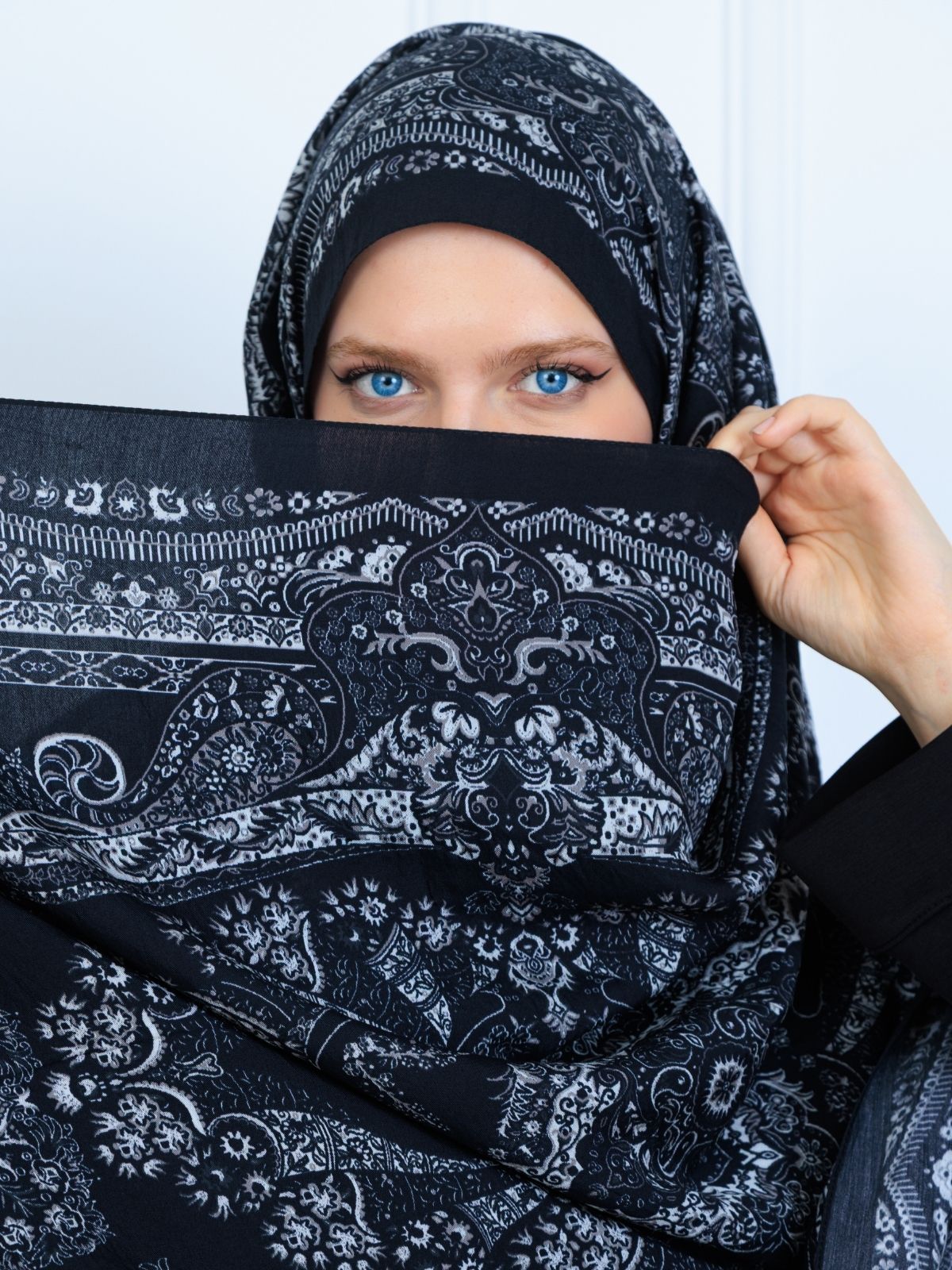 Ravza Desen Şal  469-019 - V-8 - Vanilya Siyah - Görsel 2