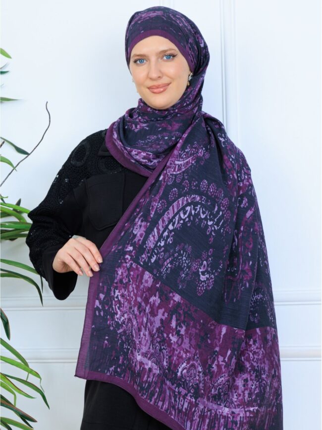 Derin Yansıma Desen Şal 469-017 - V-8 - Derin Mor