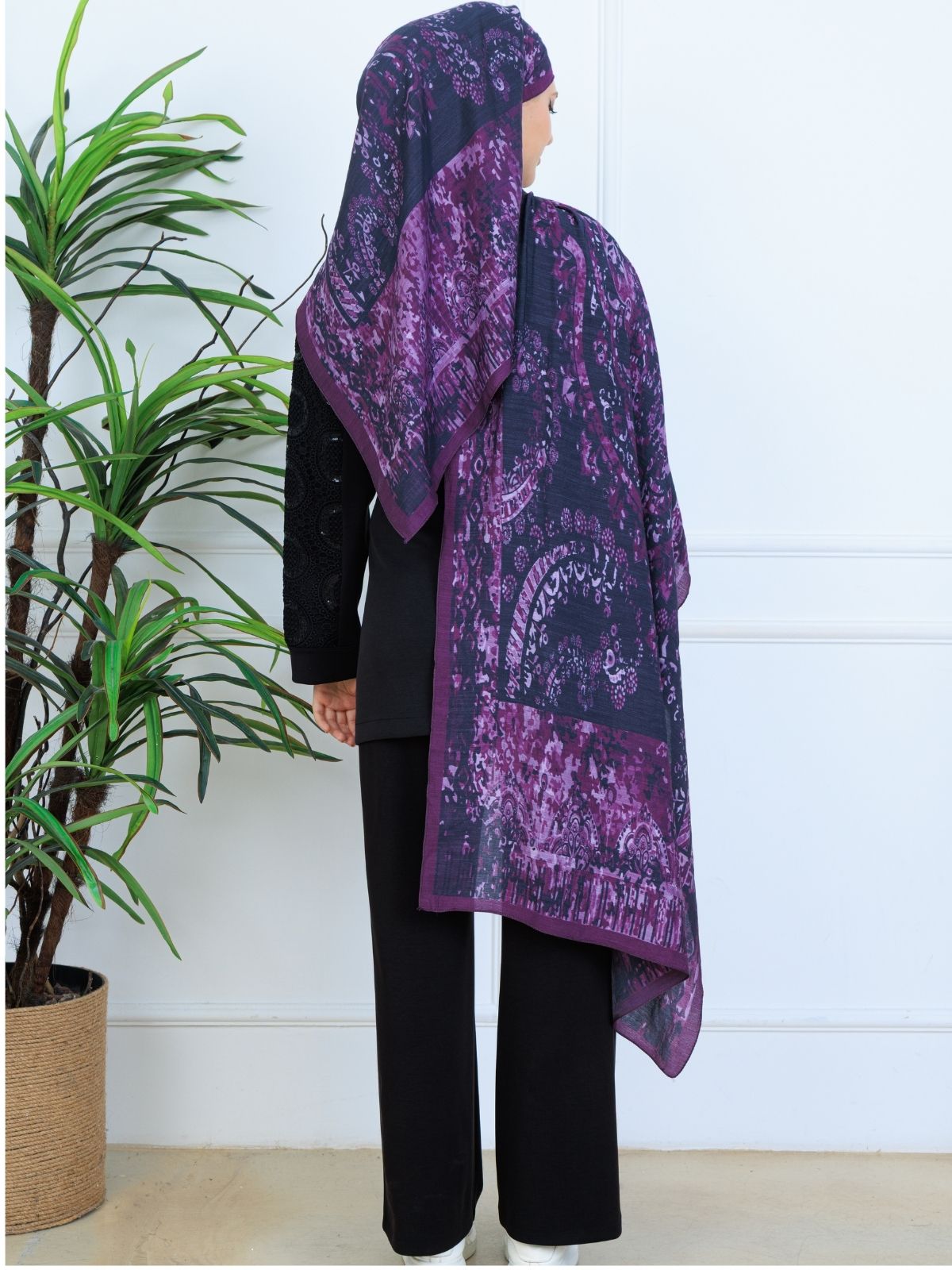 Derin Yansıma Desen Şal 469-017 - V-8 - Derin Mor - Görsel 2
