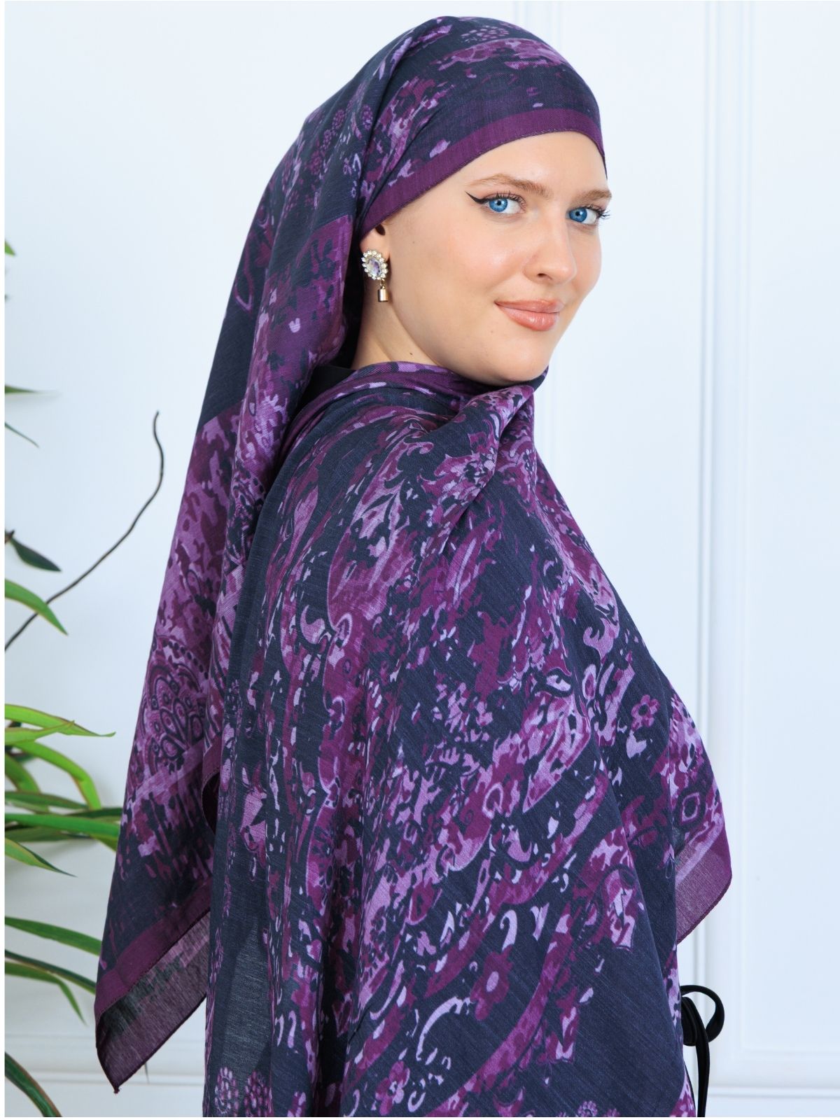 Derin Yansıma Desen Şal 469-017 - V-8 - Derin Mor - Görsel 4