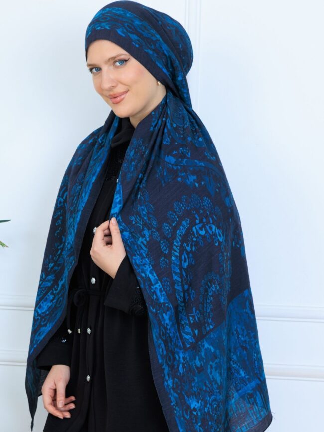 Derin Yansıma Desen Şal 469-017 - V-10 - Okyanus Mavi