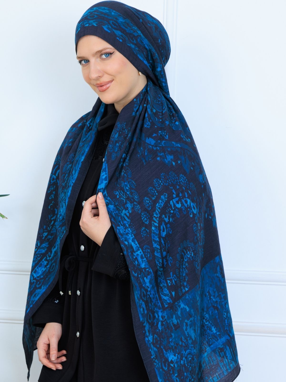 Derin Yansıma Desen Şal 469-017 - V-10 - Okyanus Mavi