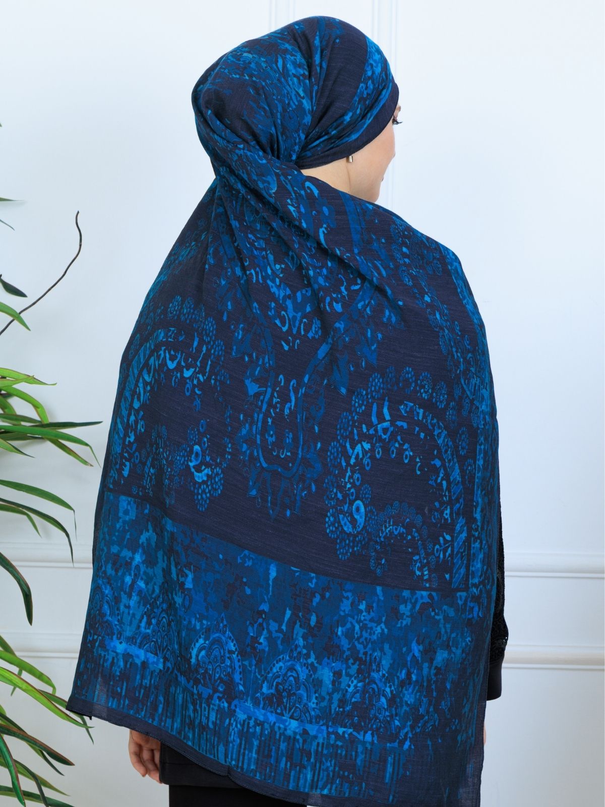 Derin Yansıma Desen Şal 469-017 - V-10 - Okyanus Mavi - Görsel 2